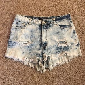 Women’s acid wash high waisted shorts